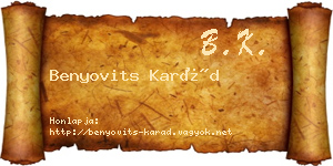 Benyovits Karád névjegykártya